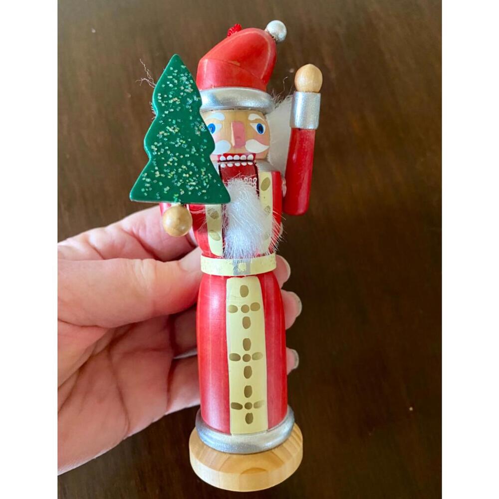 Nutcracker Christmas Ornament Midwest of Cannon Falls Hand Painted Wood Red 5.5"